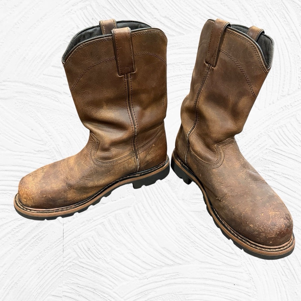 JUSTIN Mens 9EE Boots Pully 10"‎ Pull On Work Comp Toe Met Guard Waterproof